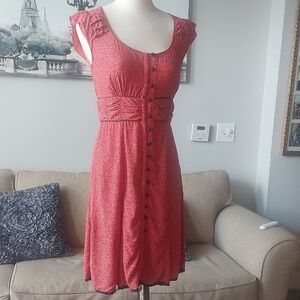 Maeve Red/Black Button-Front Dress Size 2